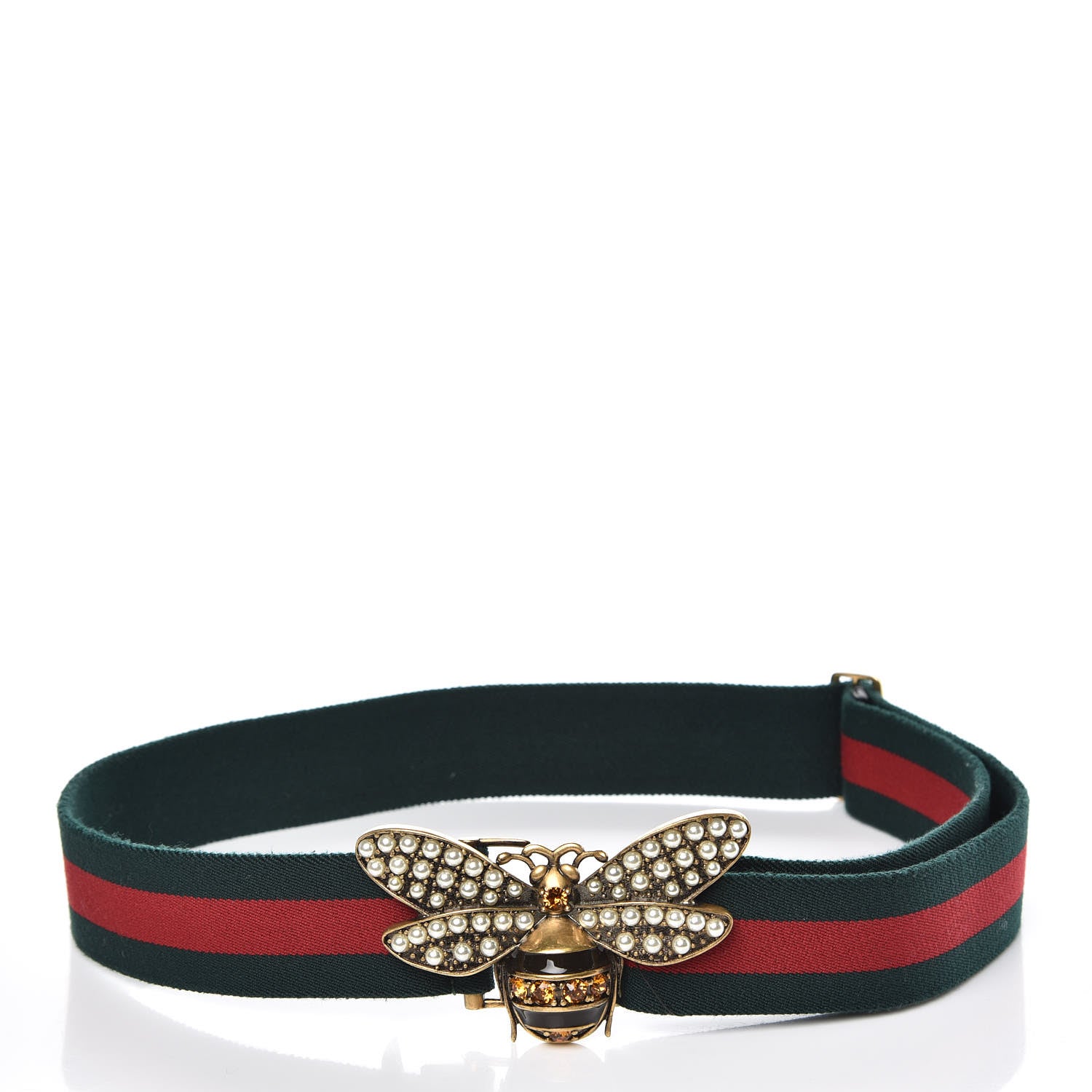 Gucci Web Queen Margaret Bee Belt 100 40 Red Green 5 of 7