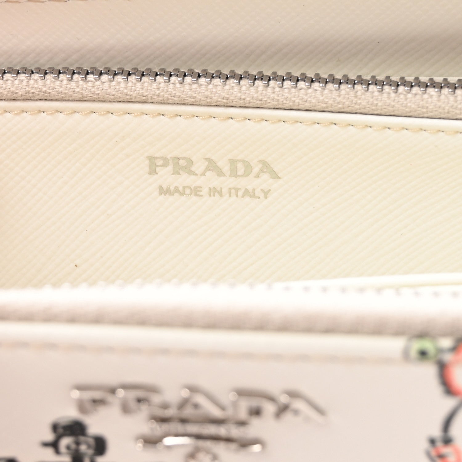 Prada Saffiano Robot Zip Wallet White 6 of 7
