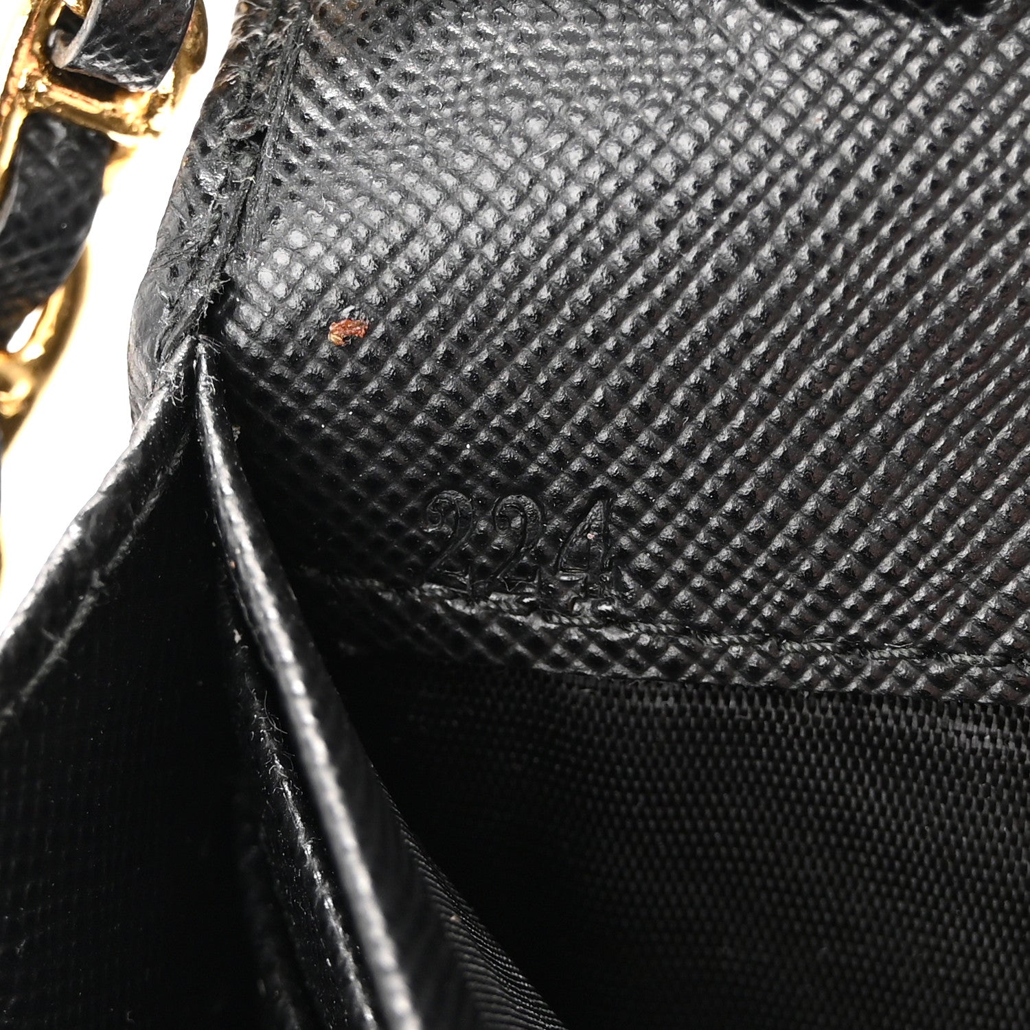 Prada Saffiano Metal Oro Chain Wallet Black 7 of 10