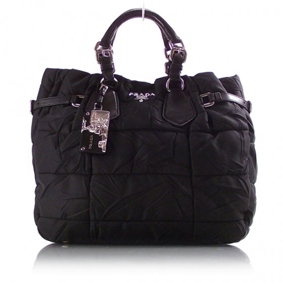 Nylon Gaufre Large Tote Black