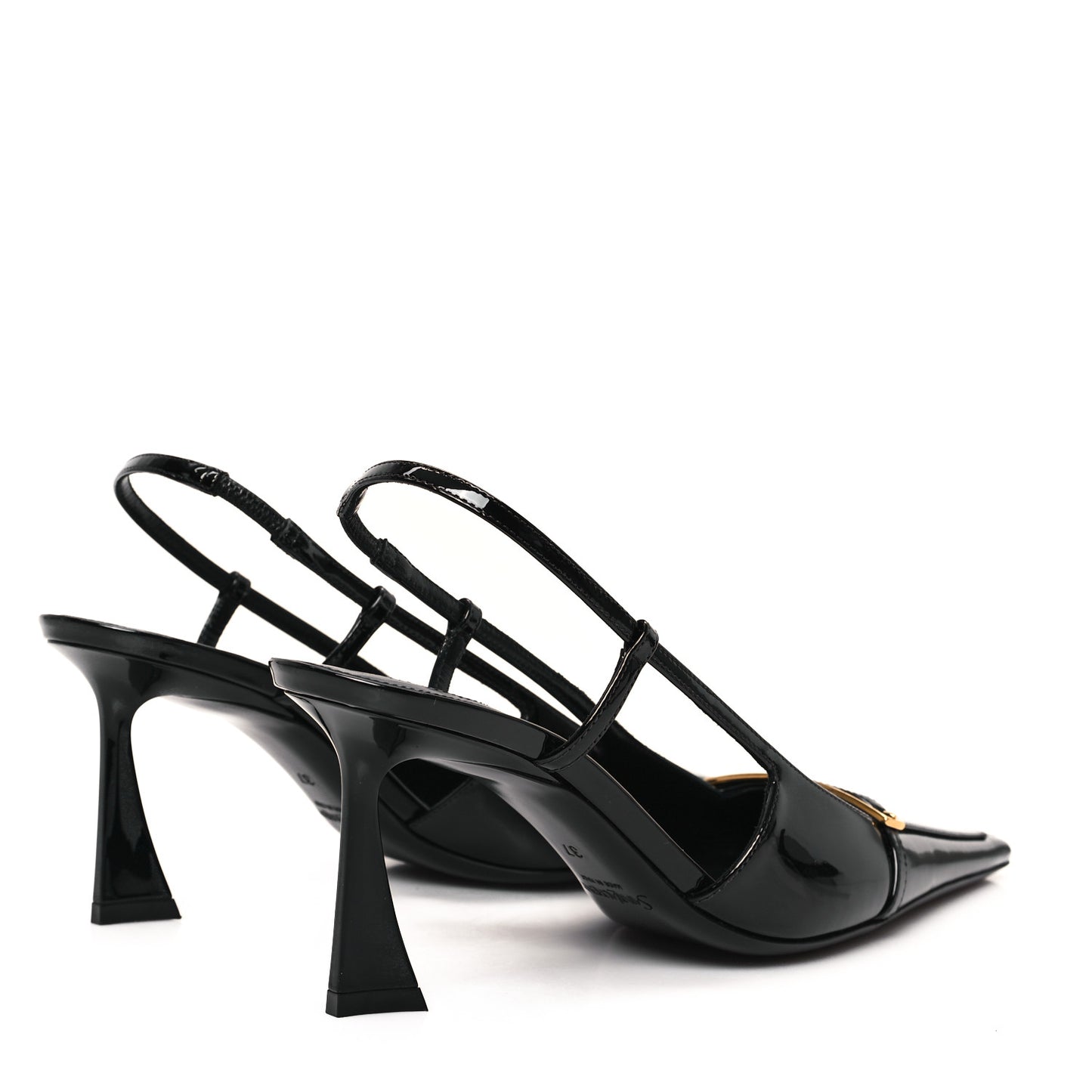 Patent Calfskin Jacqueline 75 Slingback Pumps 37 Black