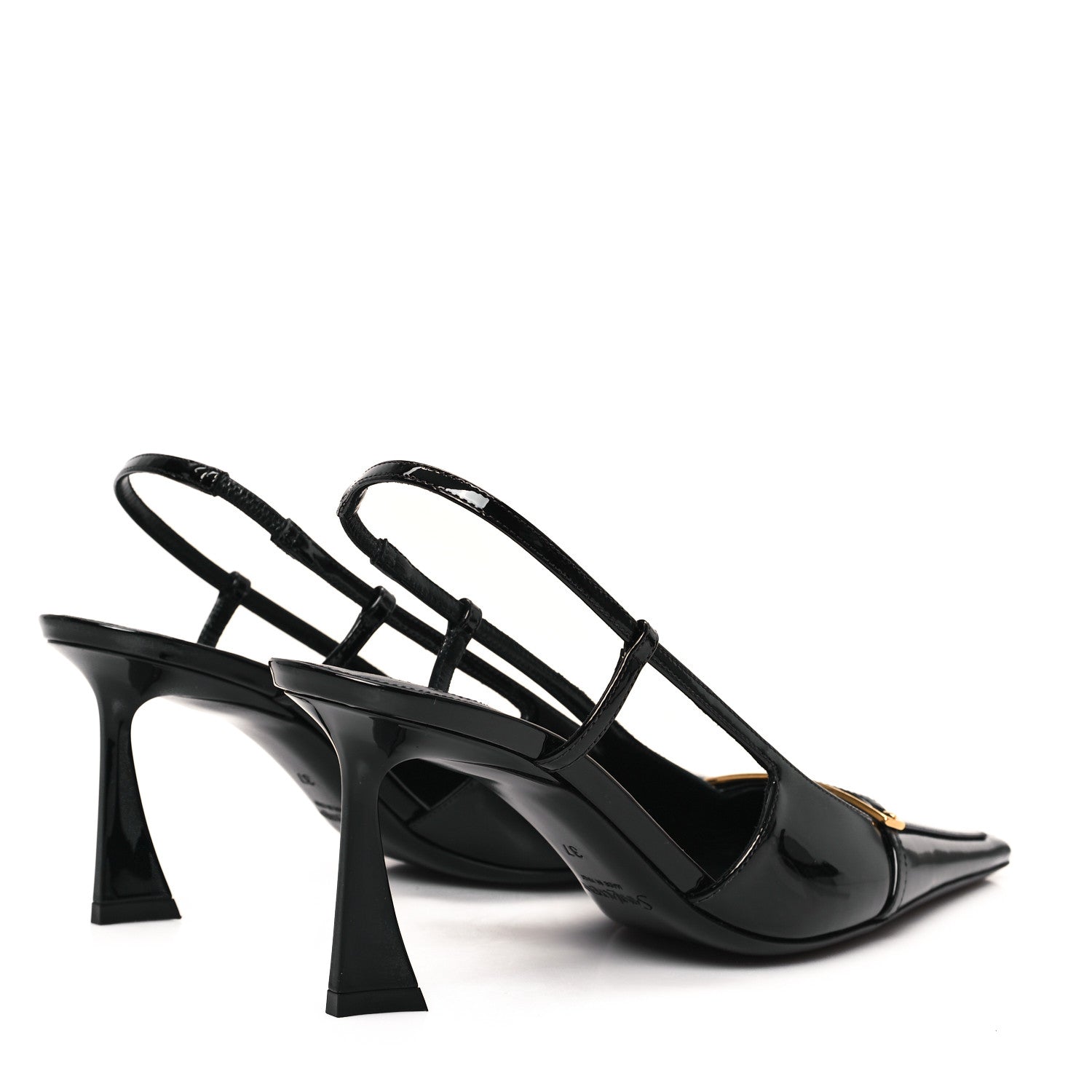 Saint Laurent Patent Calfskin Jacqueline 75 Slingback Pumps 37 Black 5 of 10
