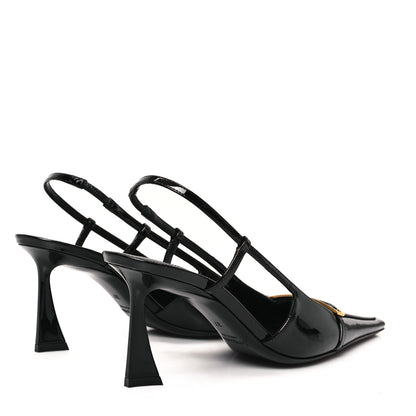 Saint Laurent Patent Calfskin Jacqueline 75 Slingback Pumps 37 Black 5 of 10