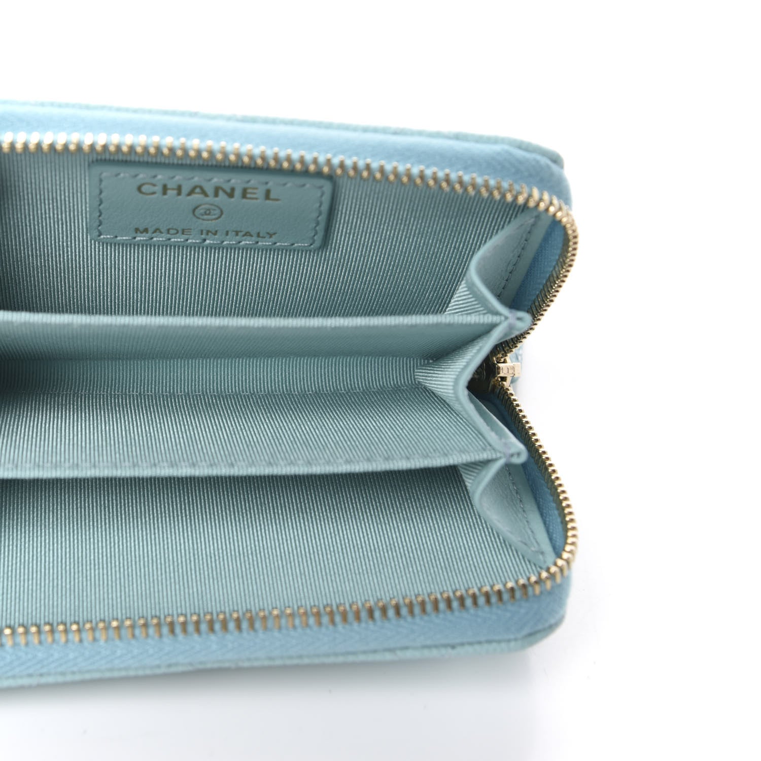 Chanel Caviar Quilted Zip Coin Purse Light Blue 5 of 8