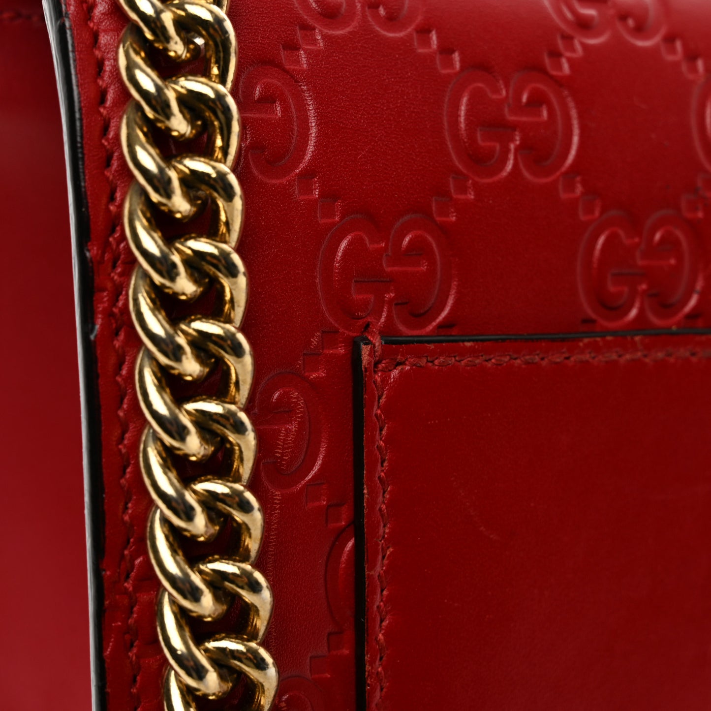 Guccissima Small Padlock Shoulder Bag Hibiscus Red