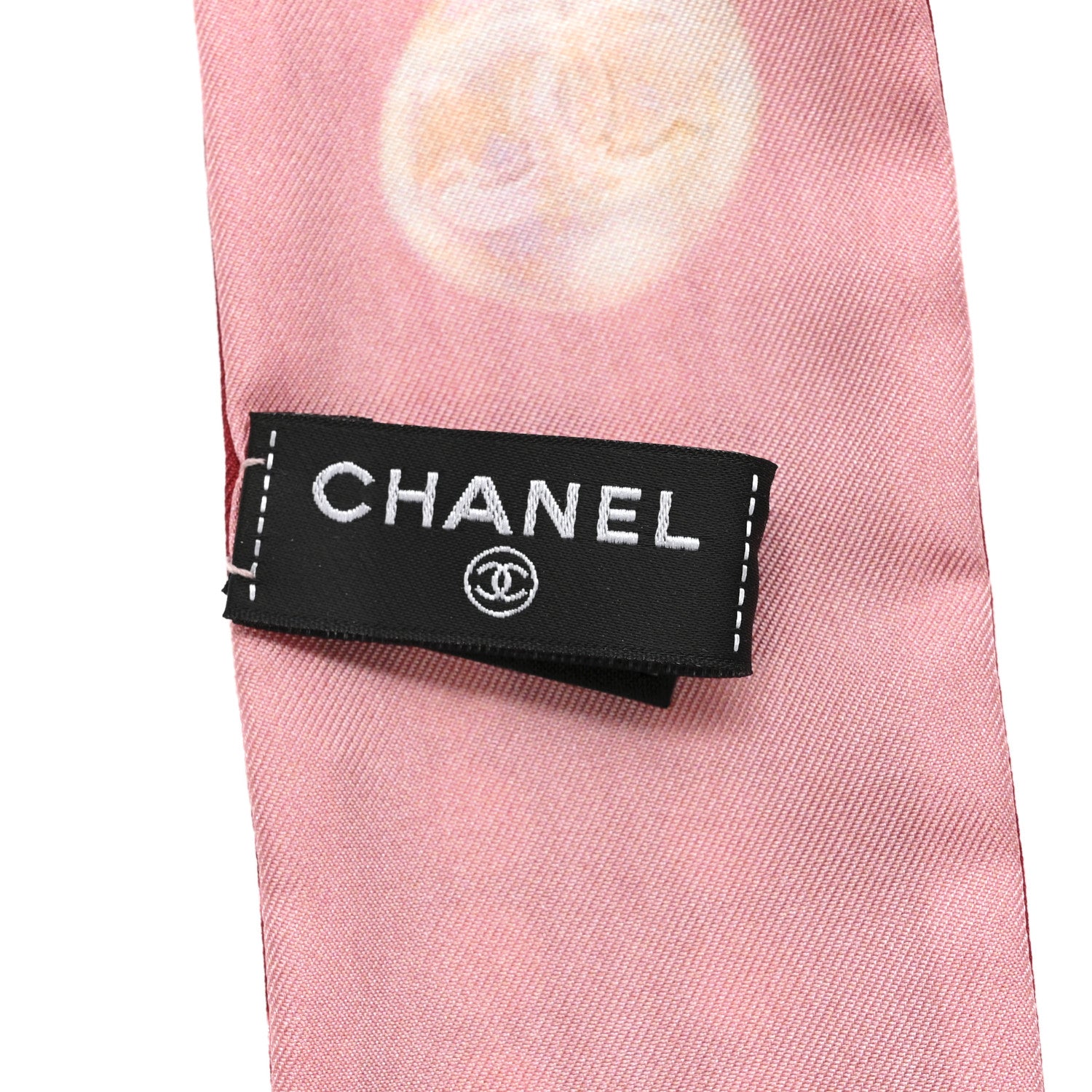 Chanel Silk Pearl CC Slim Bandeau Scarf Dark Red Ecru Pink 3 of 4