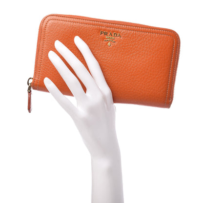 Prada Vitello Daino Zip Around Wallet Papaya 2 of 12