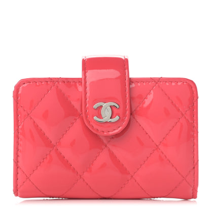 Chanel Patent Quilted Gusset Card Holder Coral 1 of 7