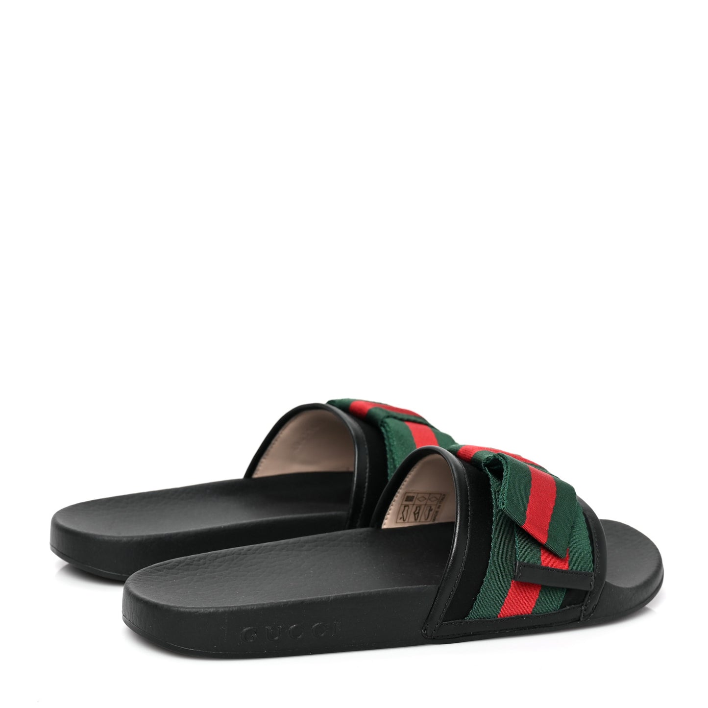 Satin Web Bow Slide Sandals 39 Black