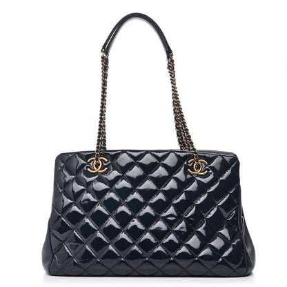 Chanel Patent Goatskin Quilted Small CC Eyelet Tote Blue 1 of 8