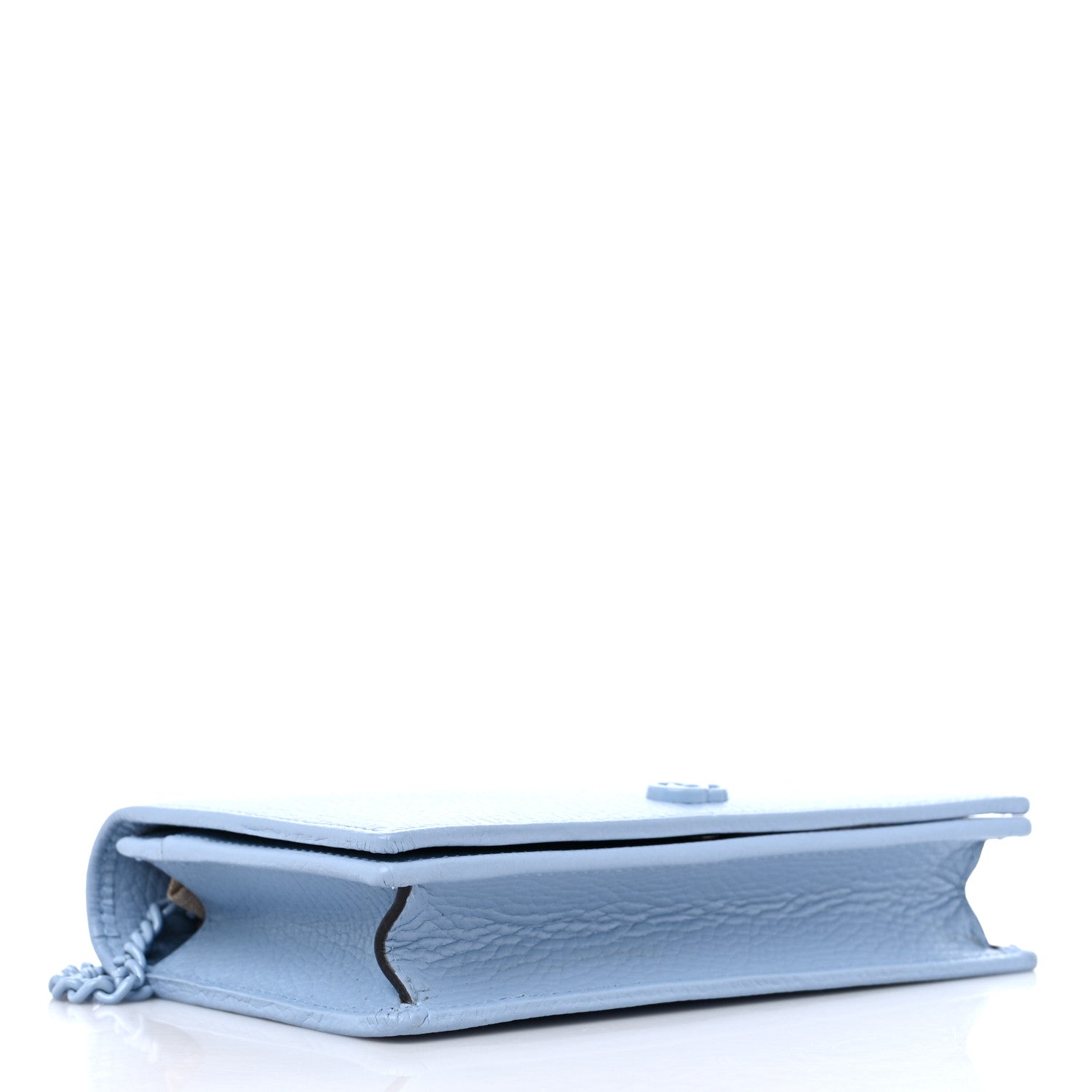 Gucci Dollar Calfskin Enamel Monochrome Mini GG Marmont Chain Wallet Porcelain Light Blue 4 of 9