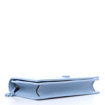 Gucci Dollar Calfskin Enamel Monochrome Mini GG Marmont Chain Wallet Porcelain Light Blue 4 of 9