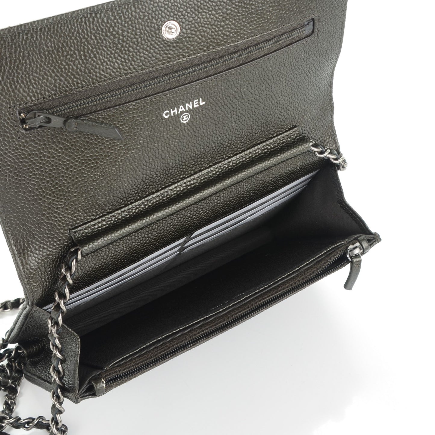 Caviar Quilted Wallet On Chain WOC Dark Green