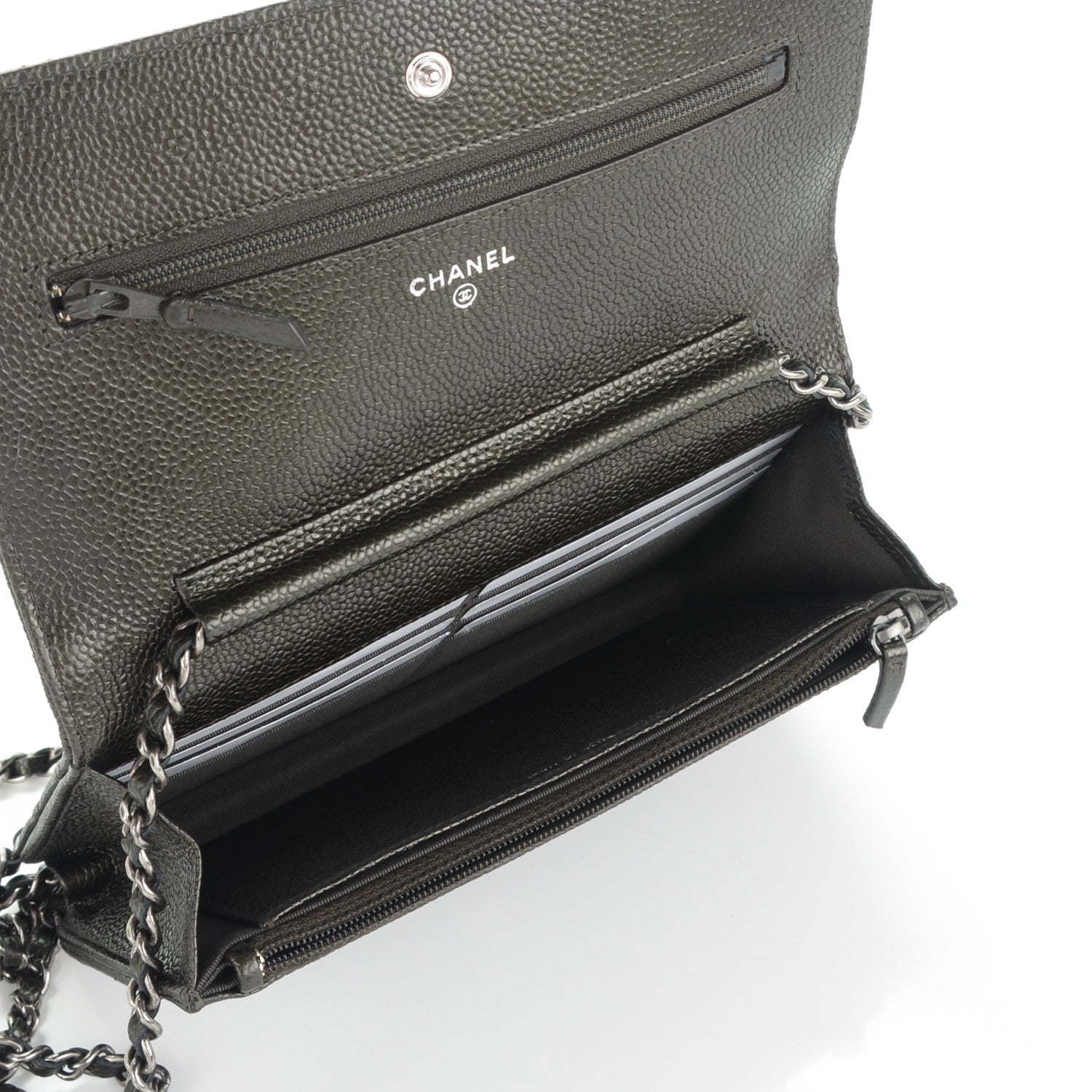 Chanel Caviar Quilted Wallet On Chain WOC Dark Green 5 of 8