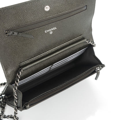 Chanel Caviar Quilted Wallet On Chain WOC Dark Green 5 of 8