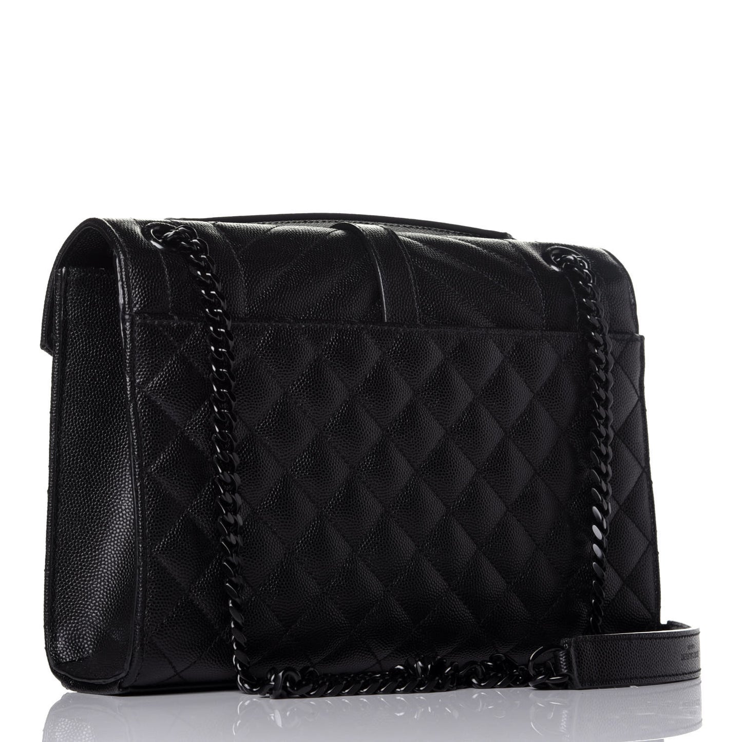 Grain De Poudre Textured Mixed Matelasse Triquilt Medium Monogram Satchel Black