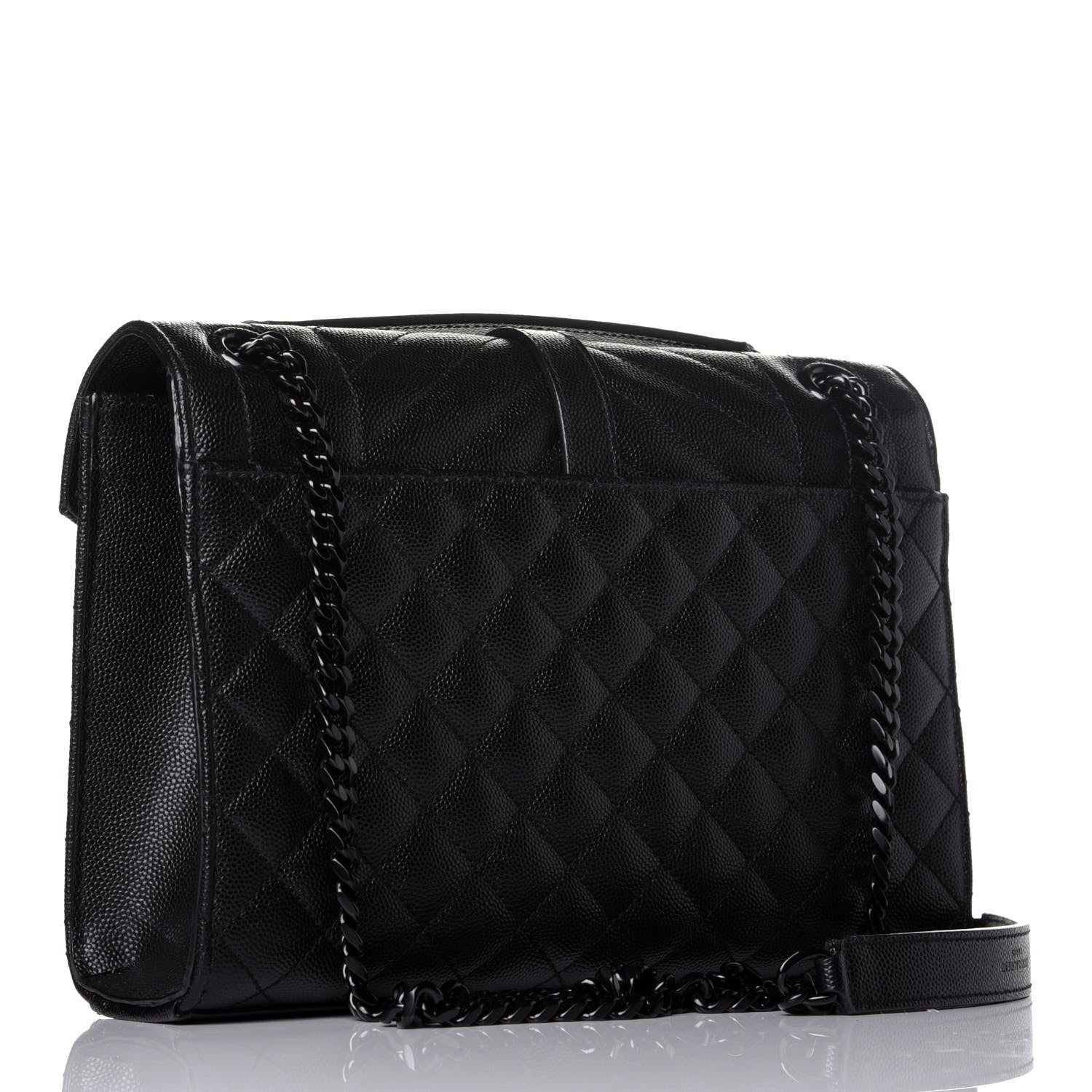 Saint Laurent Grain De Poudre Textured Mixed Matelasse Triquilt Medium Monogram Satchel Black 3 of 8