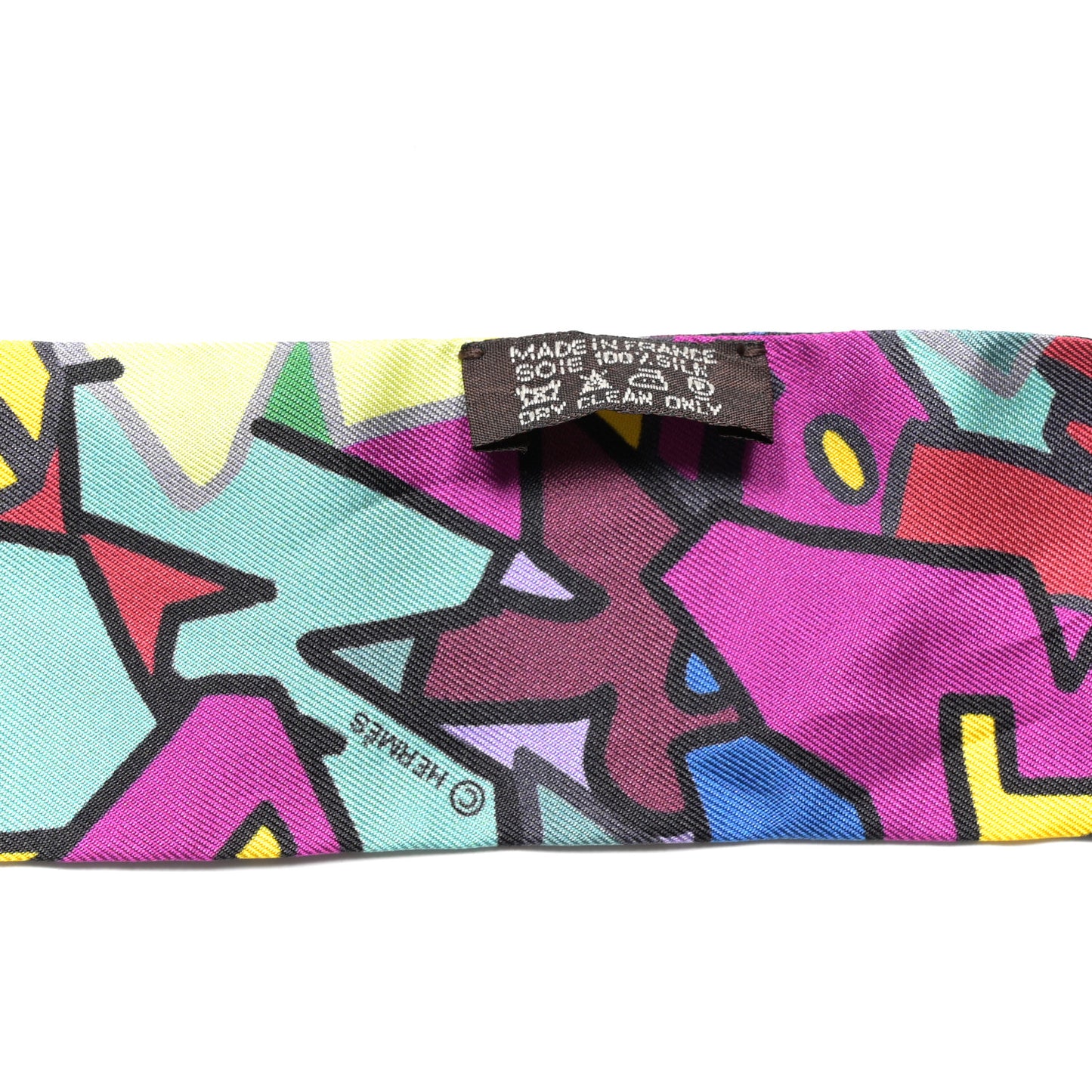 Silk Graff Graffiti Twilly Fuchsia Kaki Jaune