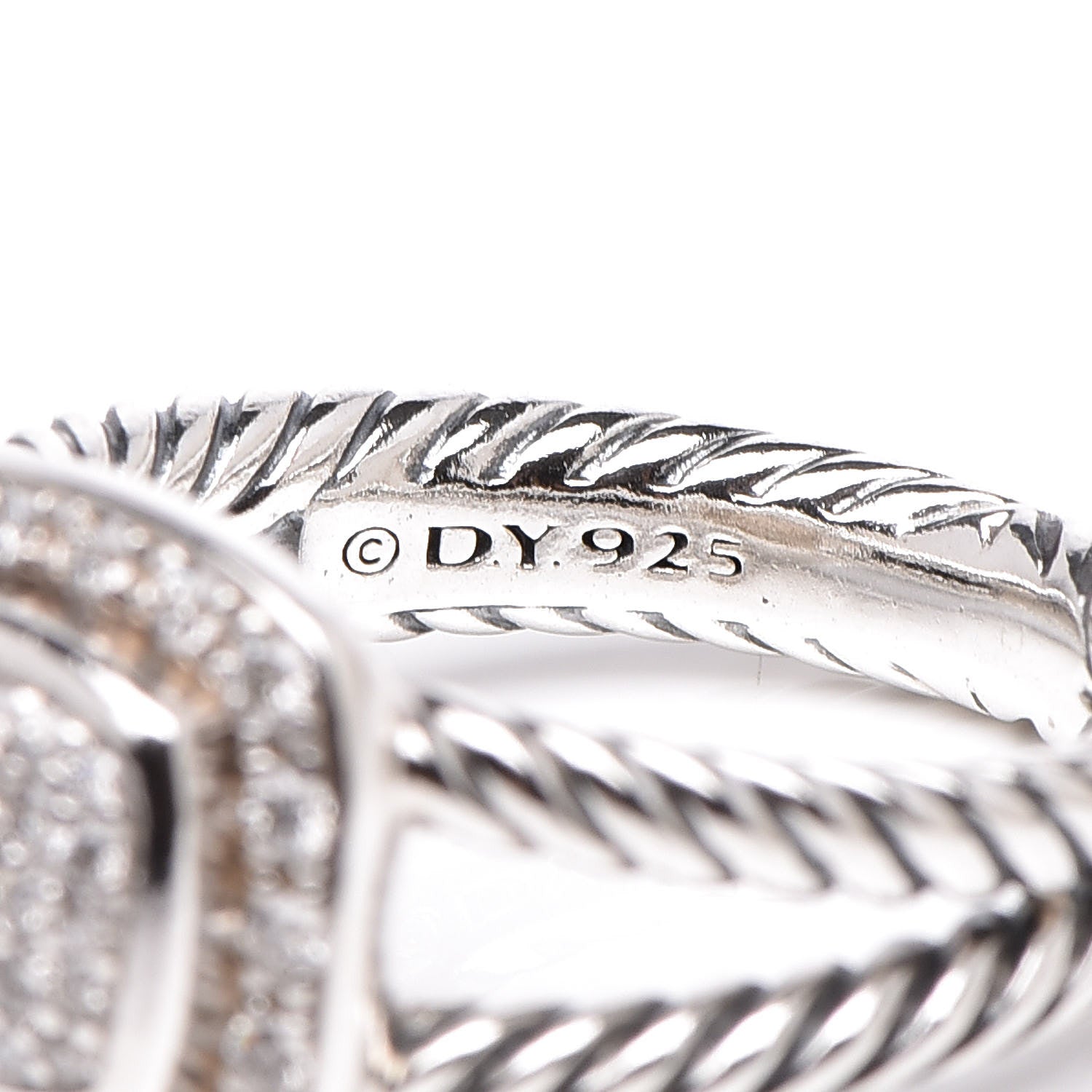David Yurman Sterling Silver Diamond 7mm Petite Albion Pave Ring 50 5.25 5 of 5