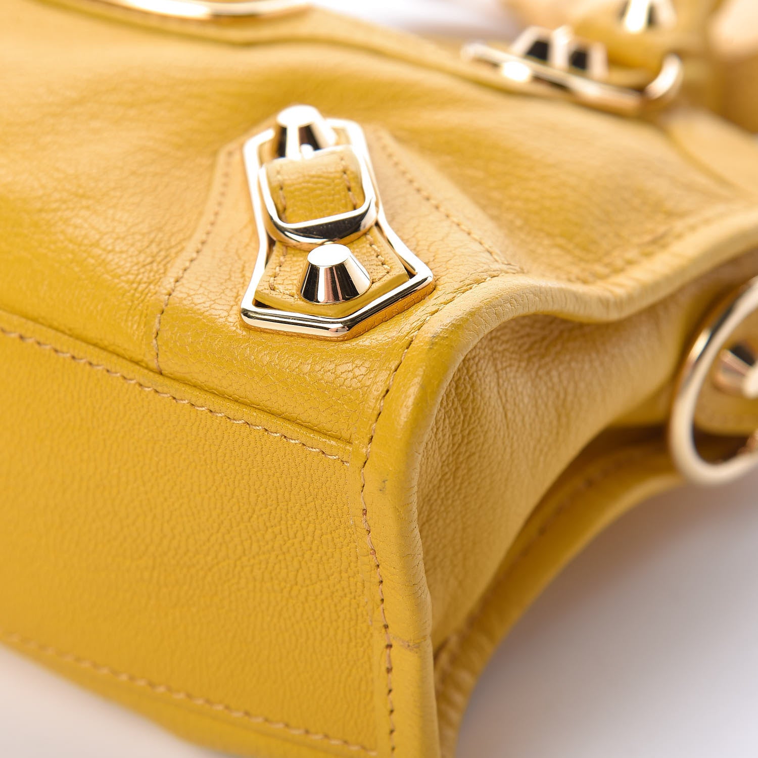 Balenciaga Chevre Gold Metallic Edge Hardware Mini City Jaune Epi 9 of 14