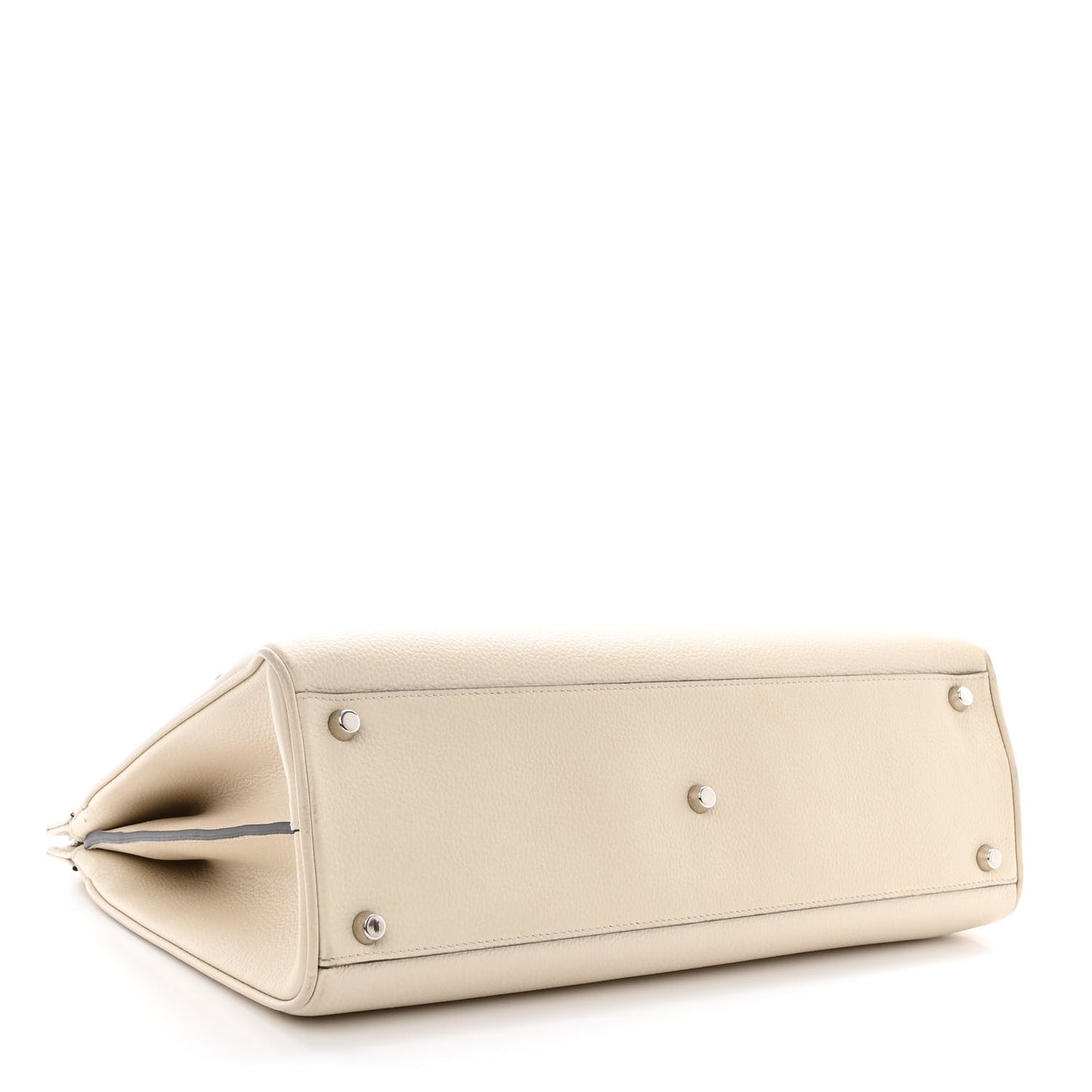 Grainy Calfskin Medium Zumi Top Handle Bag Mystic White