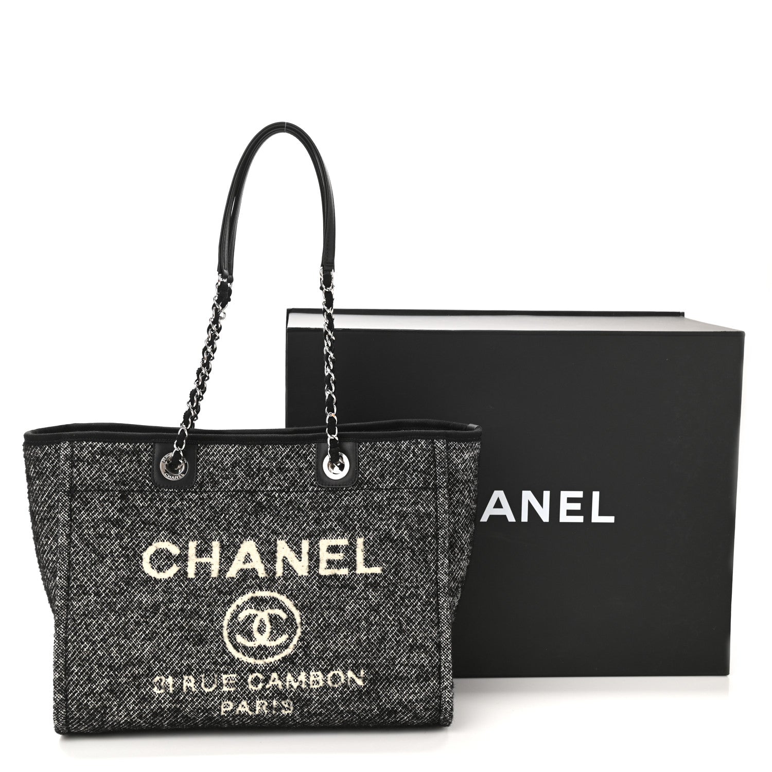 Chanel Mixed Fibers Calfskin Small Deauville Tote Black 11 of 11