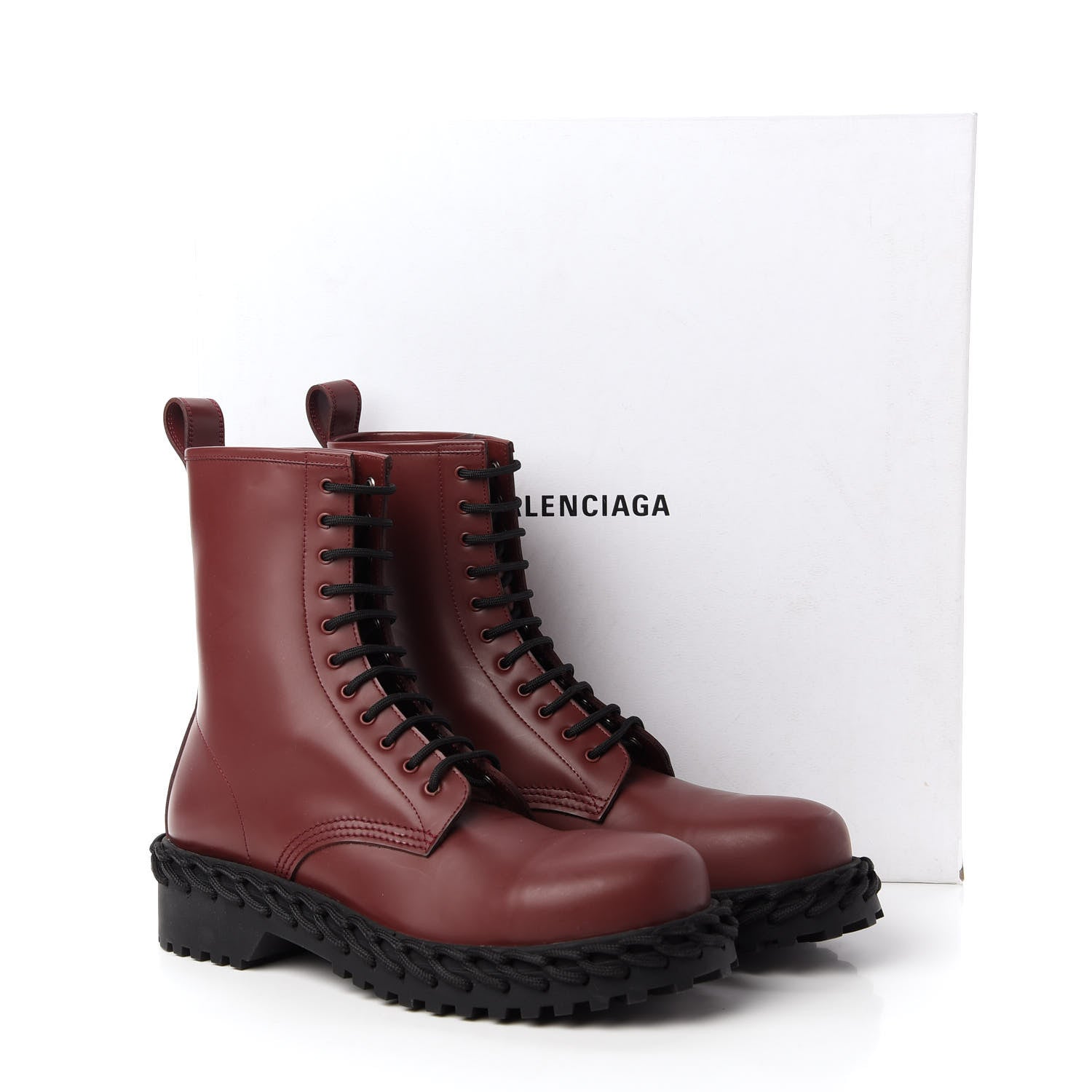 Balenciaga Calfskin Woven Detail Mens Combat Boots 42 Bordeaux 9 of 9