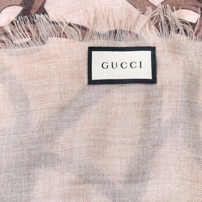Gucci Modal Wool Hildash Square Shawl Beige Dark Brown 4 of 4