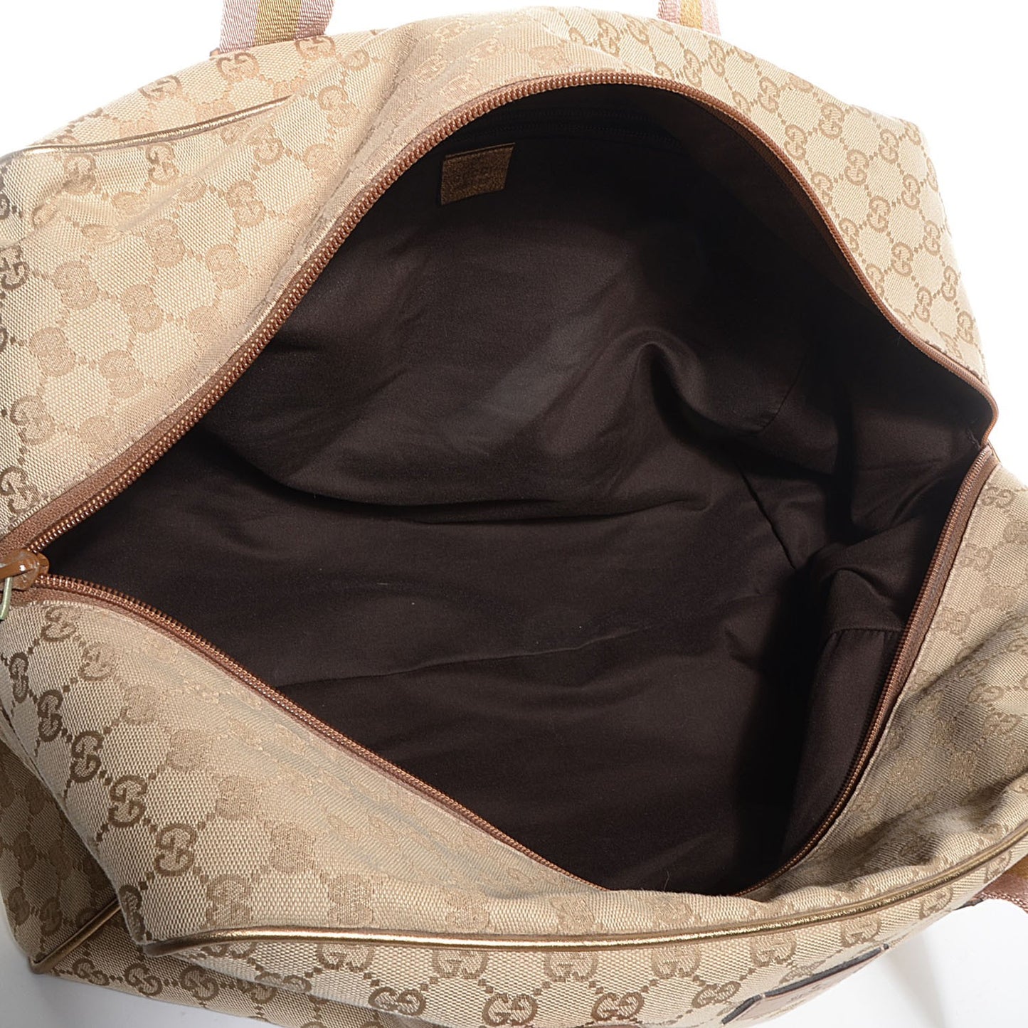 GG Monogram Web Medium Collapsible Carry On Duffle Beige Gold
