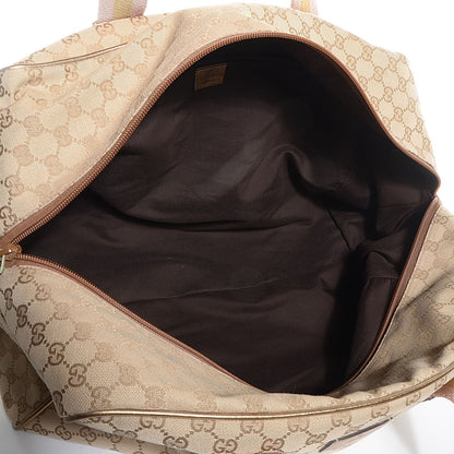 Gucci GG Monogram Web Medium Collapsible Carry On Duffle Beige Gold 5 of 8
