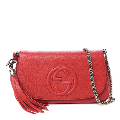 Gucci Pebbled Calfskin Medium Soho Flap Crossbody Vibrant Red 1 of 9