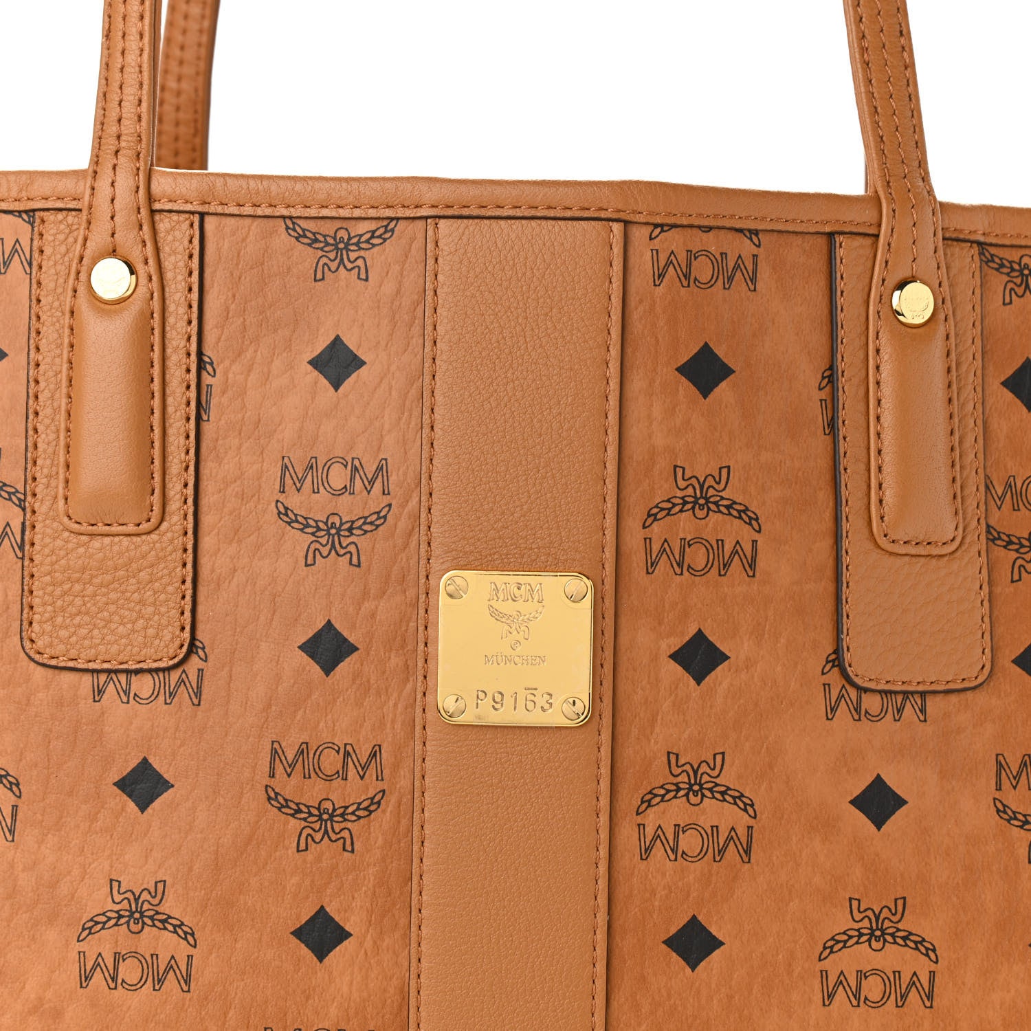 MCM Visetos Medium Liz Reversible Shopper Tote Cognac 8 of 14
