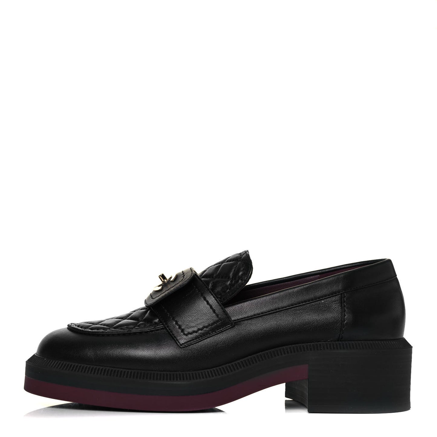 Lambskin Quilted CC Turnlock Loafers 39 Black