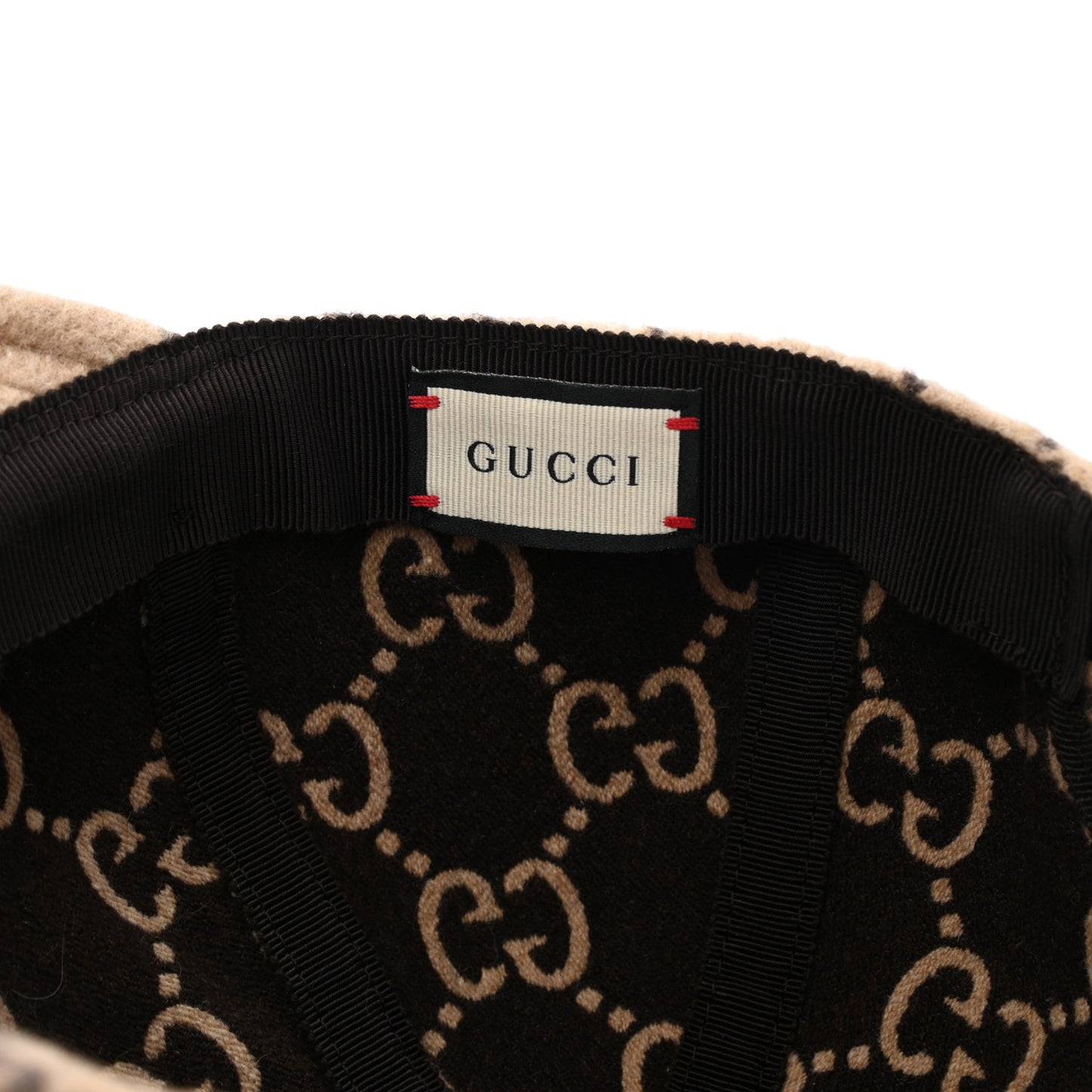 Covered Wool GG Monogram Baseball Hat M Beige Ebony