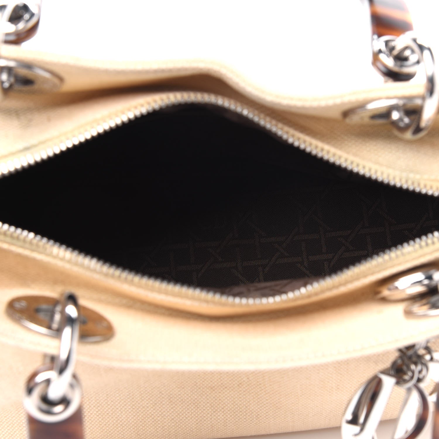 Christian Dior Canvas Tortoise Medium Lady Dior Ivory 3 of 4