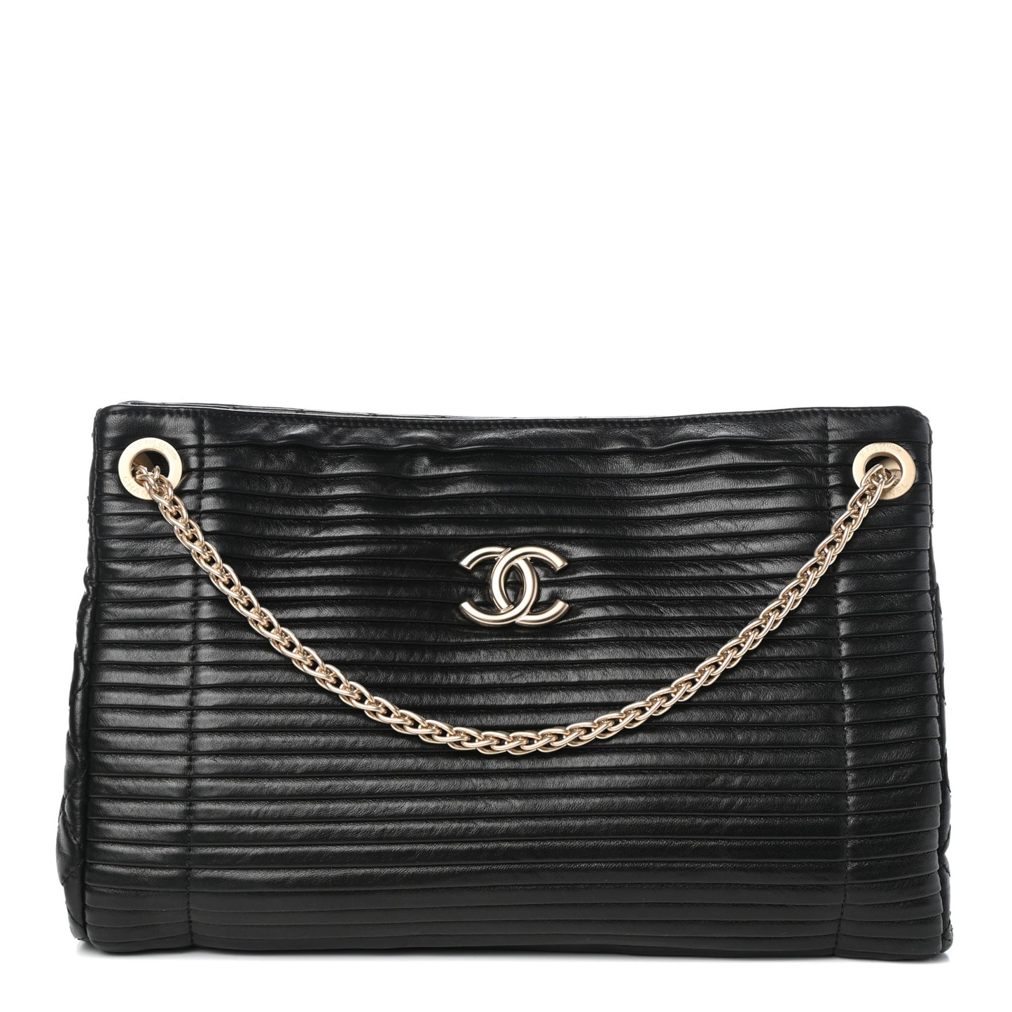 Lambskin Pleated Shoulder Bag Black