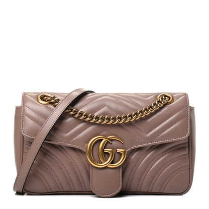 Gucci Calfskin Matelasse Small GG Marmont Shoulder Bag Porcelain Rose 1 of 9