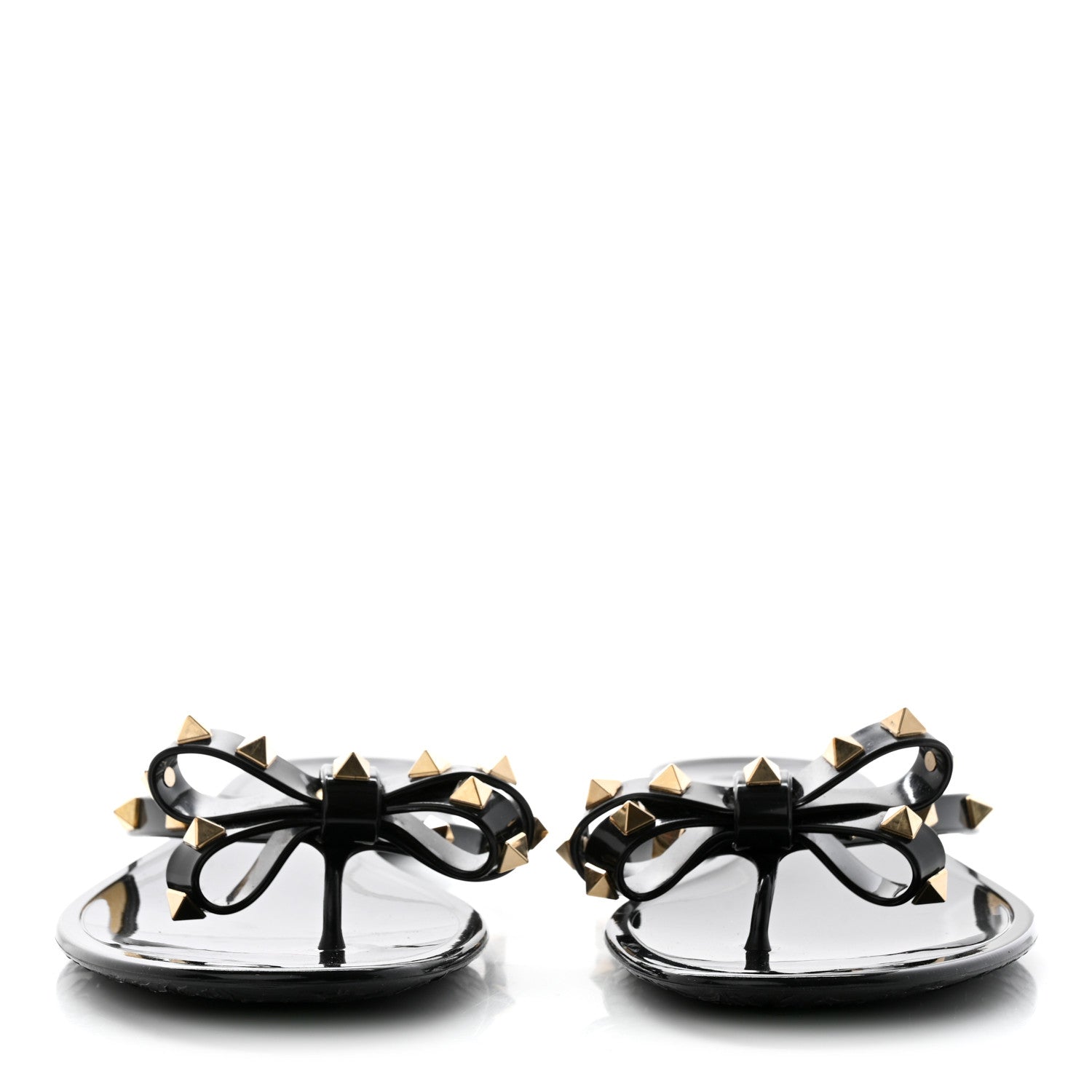 Valentino Garavani PVC Jelly Rockstud Bow Thong Sandals 41 Black 2 of 9