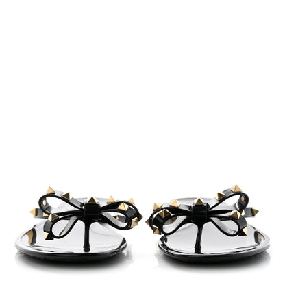 Valentino Garavani PVC Jelly Rockstud Bow Thong Sandals 41 Black 2 of 9