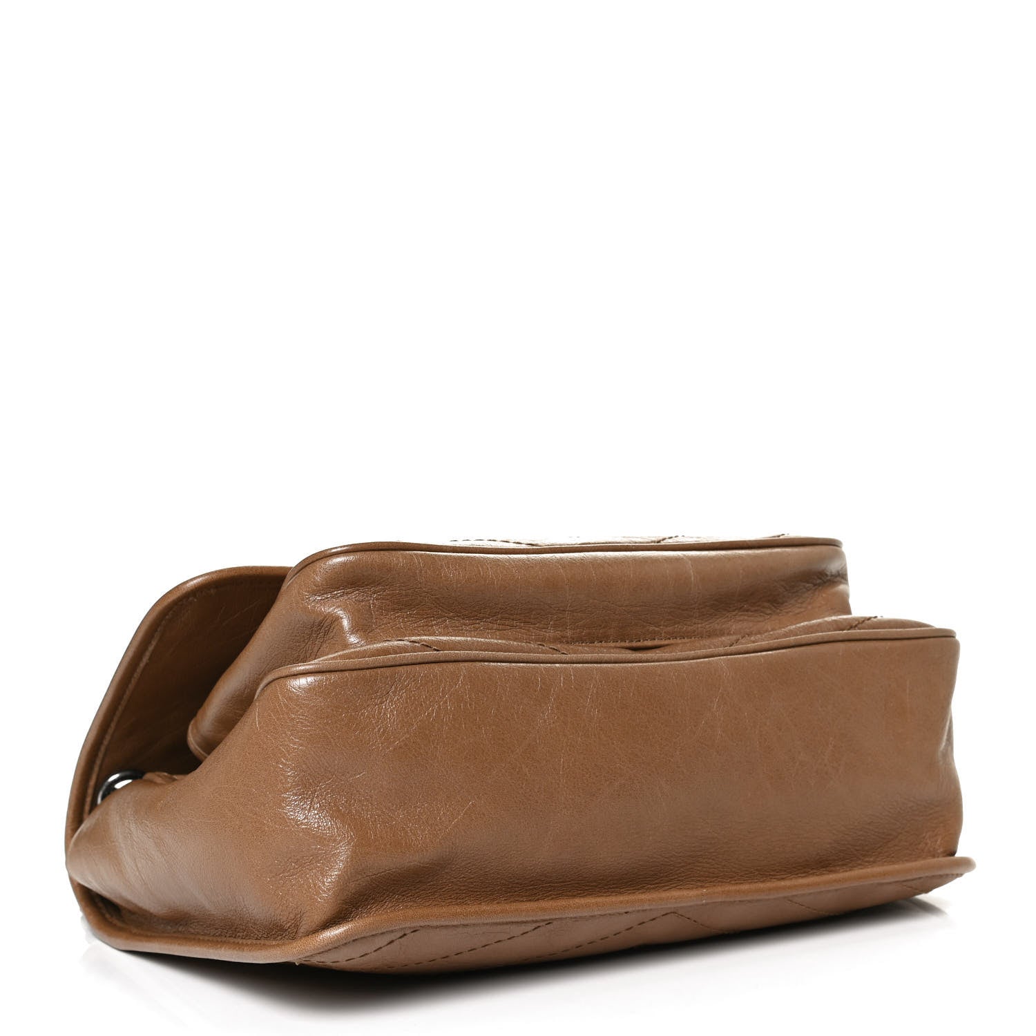 Saint Laurent Crinkled Calfskin Matelasse Monogram Medium Niki Chain Satchel Natural Tan 4 of 12