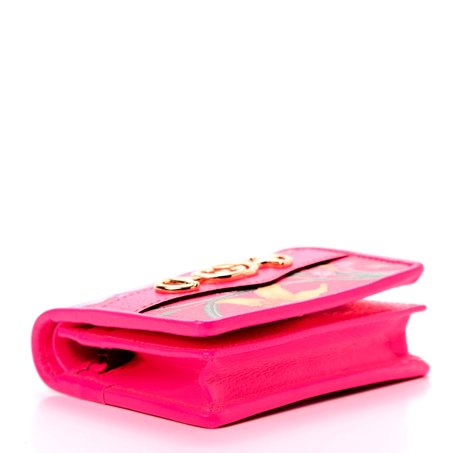 Gucci Calfskin Flora Print Zumi Card Case Fuxia Fluo 4 of 9