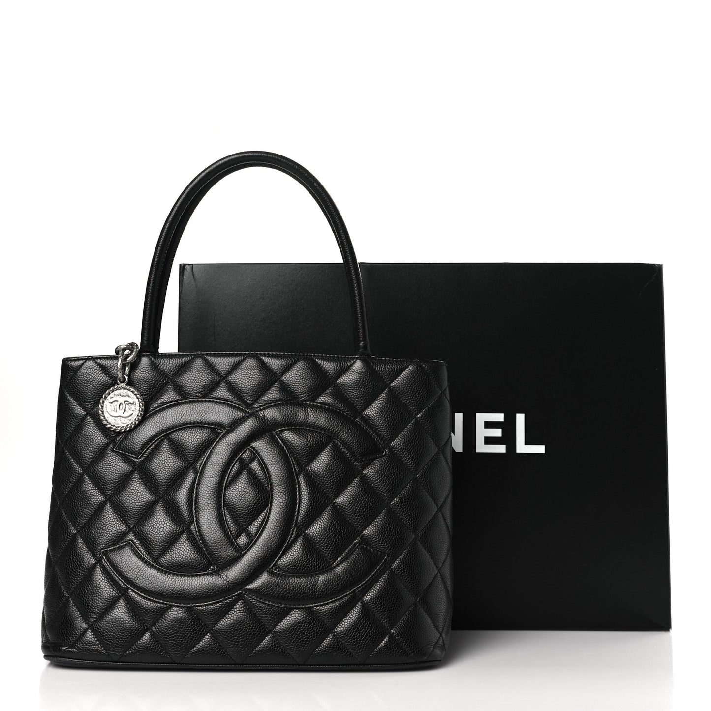 Caviar Quilted Medallion Tote Black