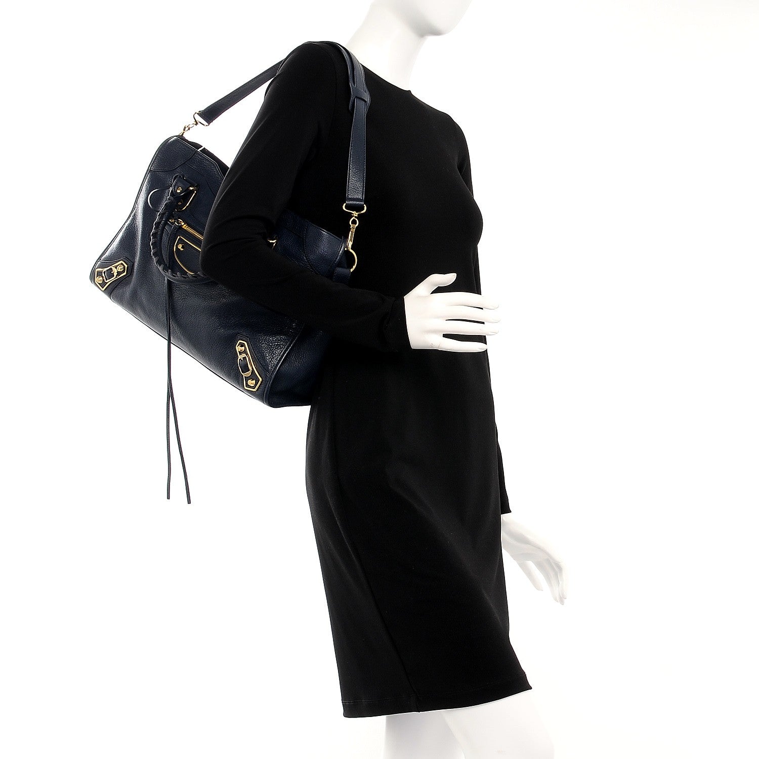 Balenciaga Chevre Gold Metallic Edge Hardware City Bleu Nuit Dark Sea 2 of 8