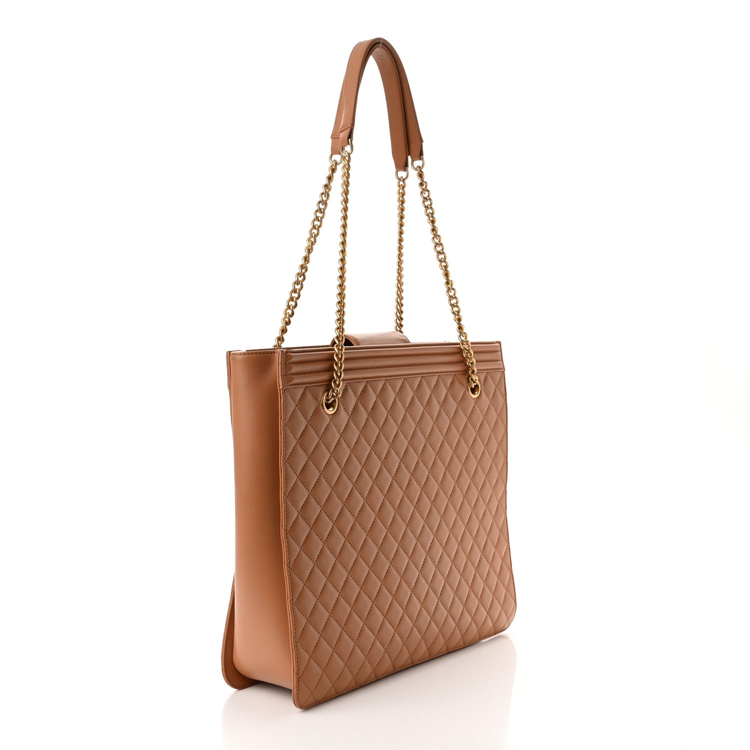 Chanel Calfskin Quilted Large Boy Tote Camel 3 of 10