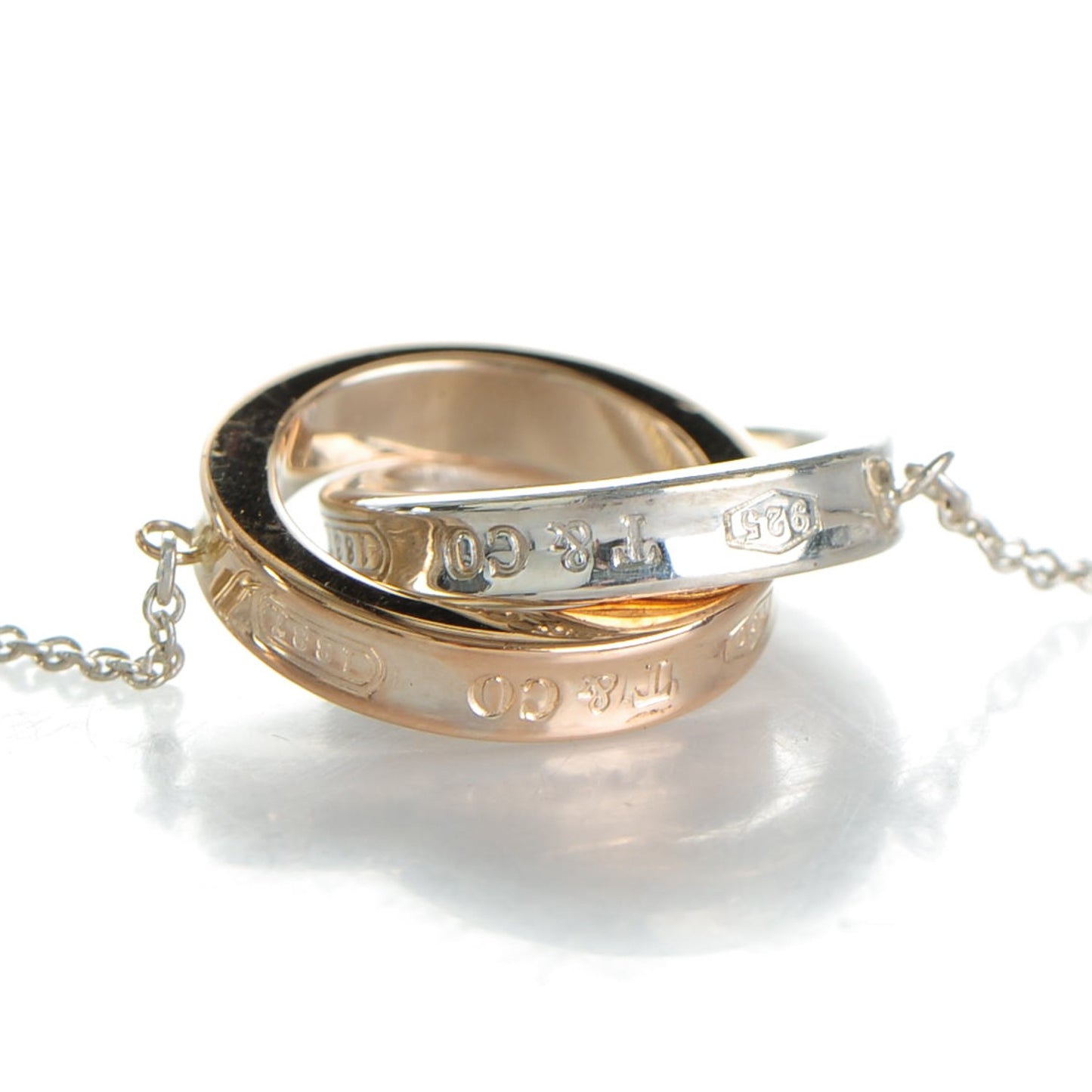 Sterling Silver 18K Rose Gold 1837 Interlocking Circles Pendant Necklace