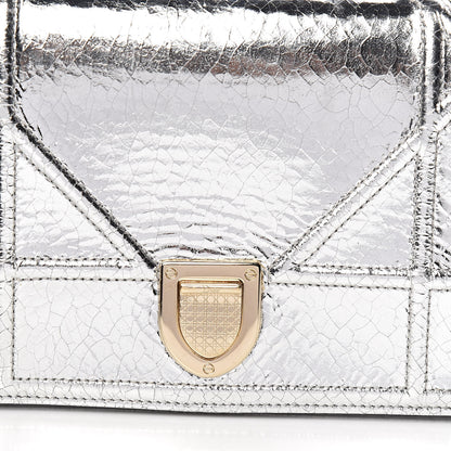 Christian Dior Metallic Ceramic Effect Deerskin Diorama Wallet on Chain Pouch Silver 11 of 11