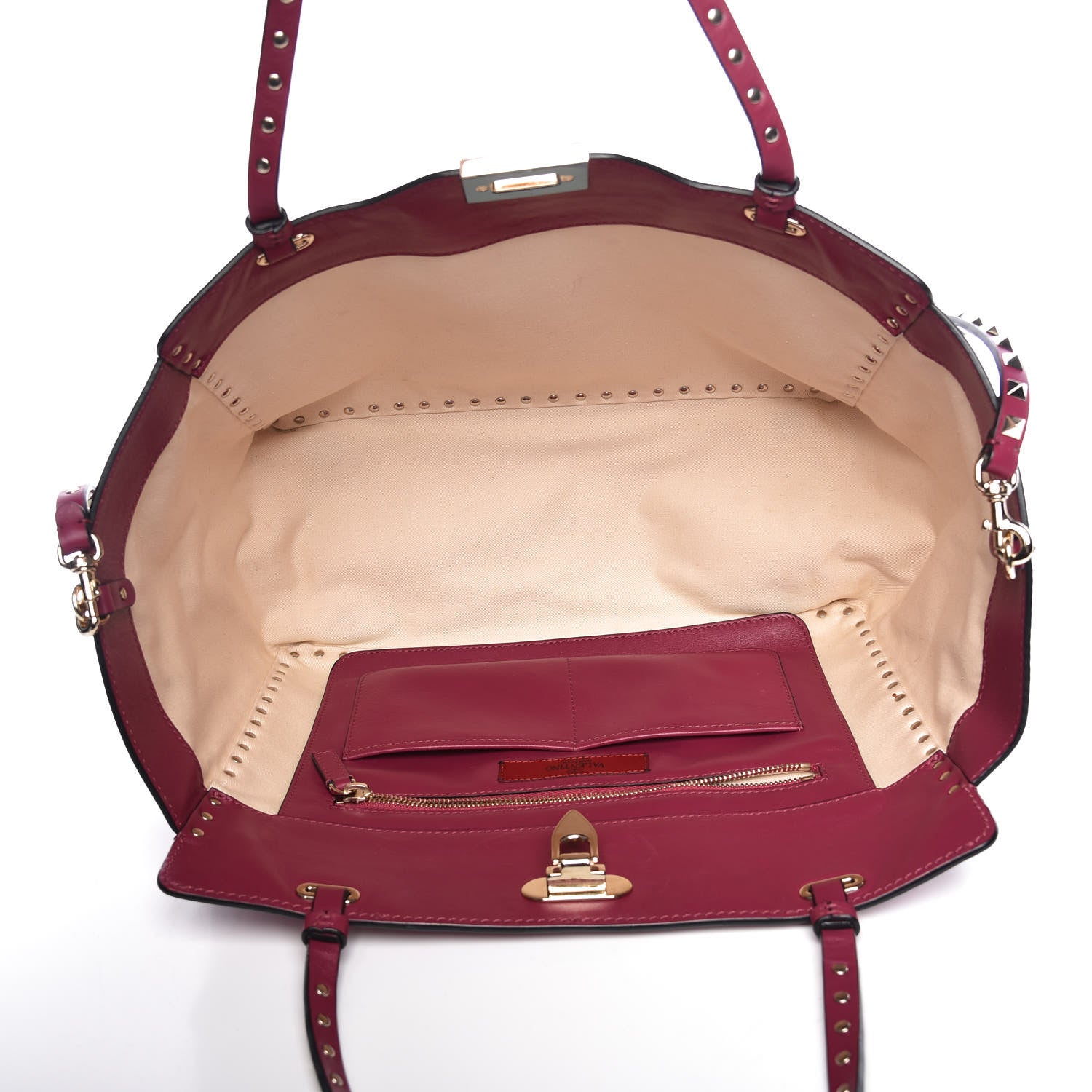 Valentino Garavani Vitello Medium Rockstud Tote Camelia 8 of 10