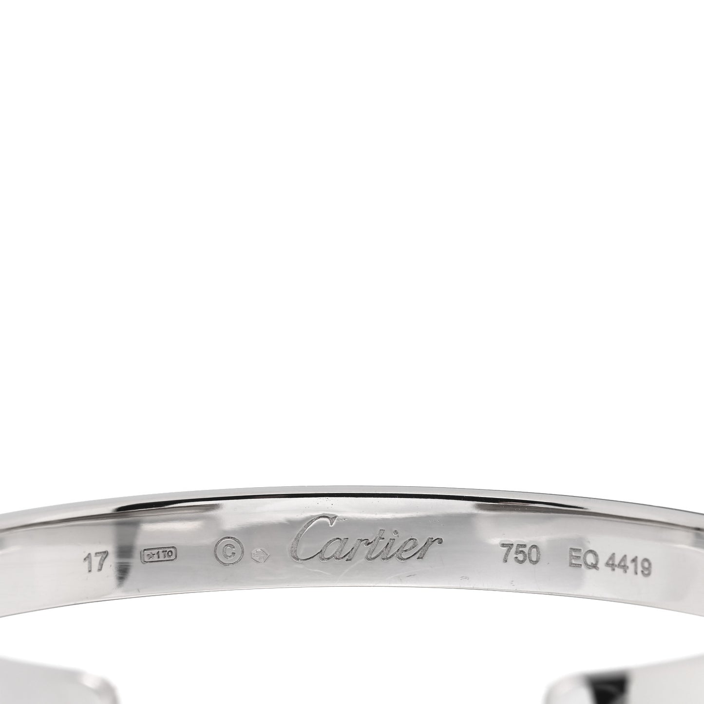 18K White Gold LOVE Cuff Bracelet 17