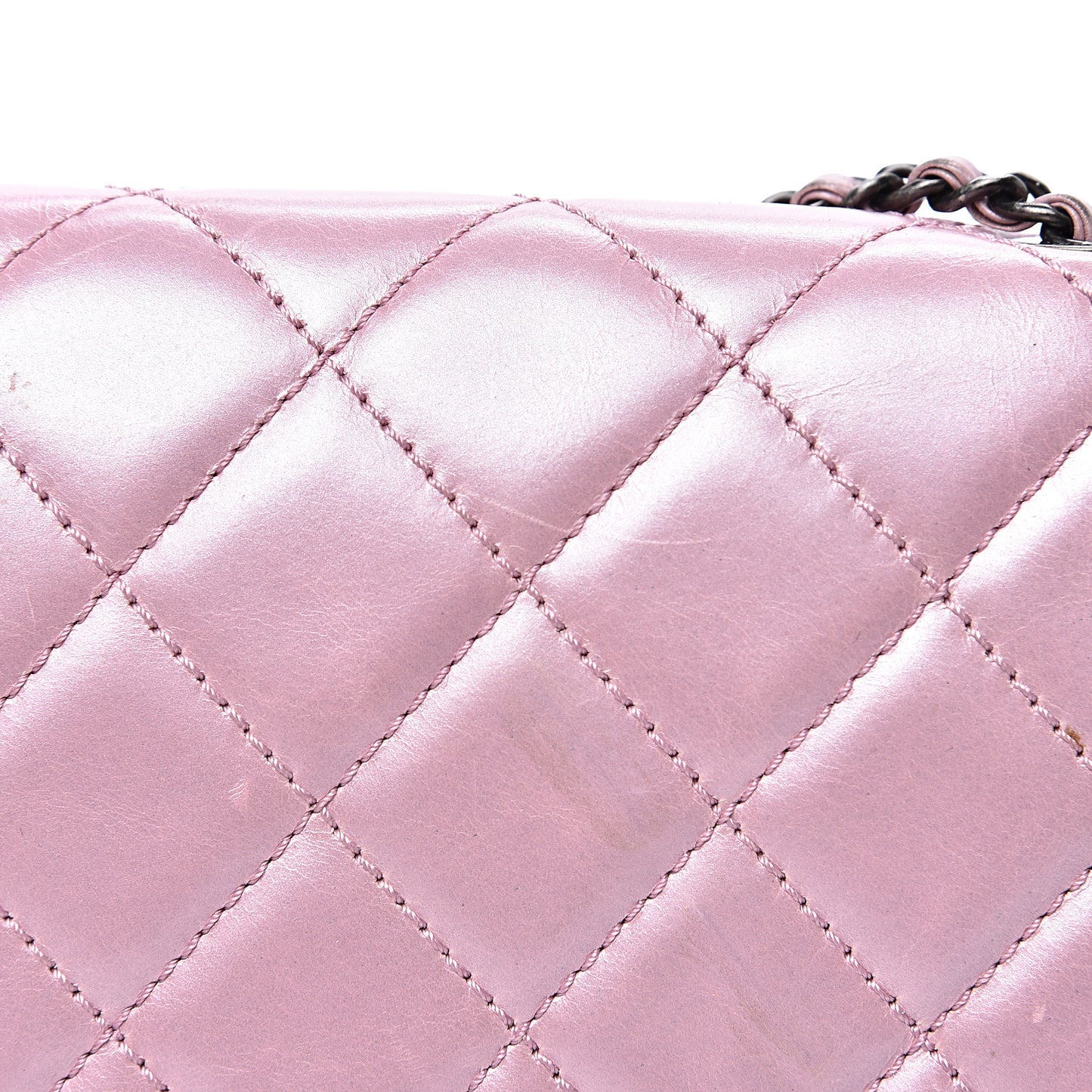 Glazed Calfskin Quilted Coco Pleats Flap Pink