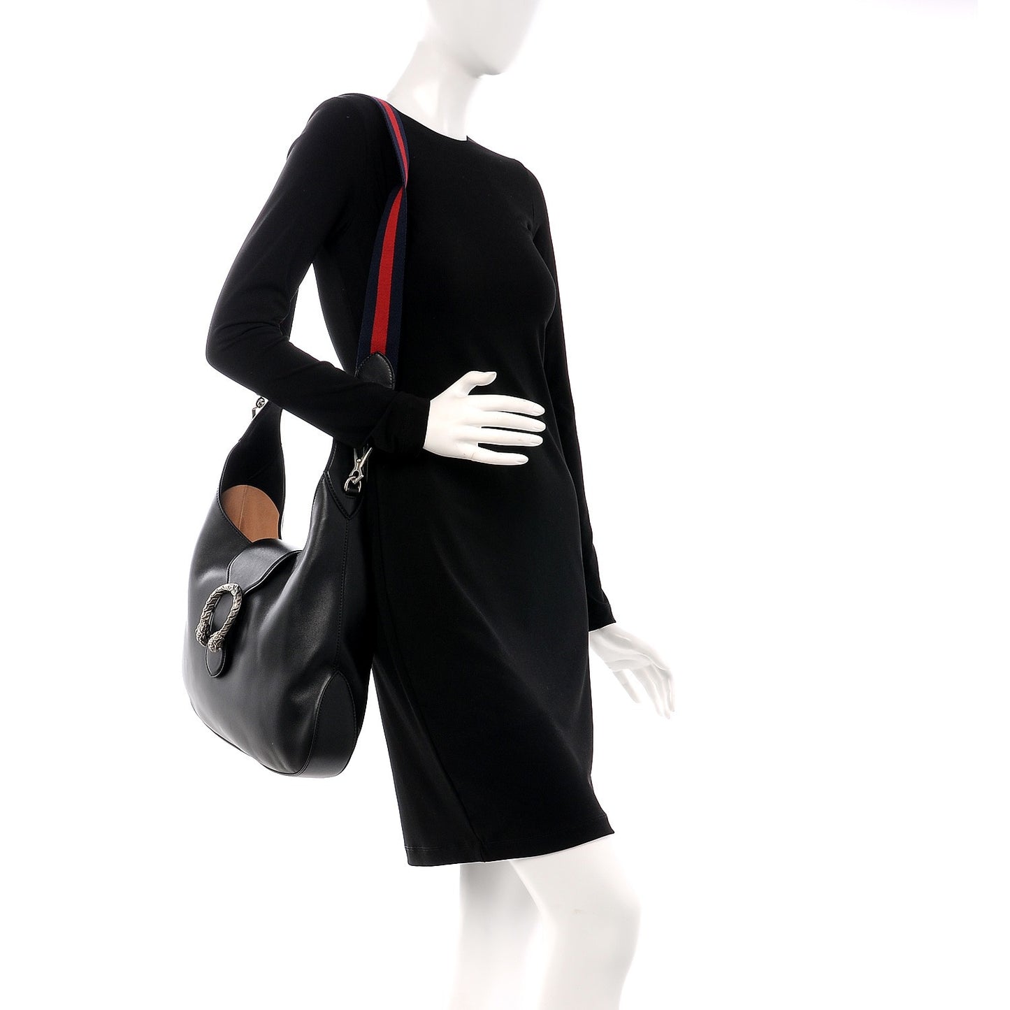 Calfskin Web Medium Dionysus Hobo Black